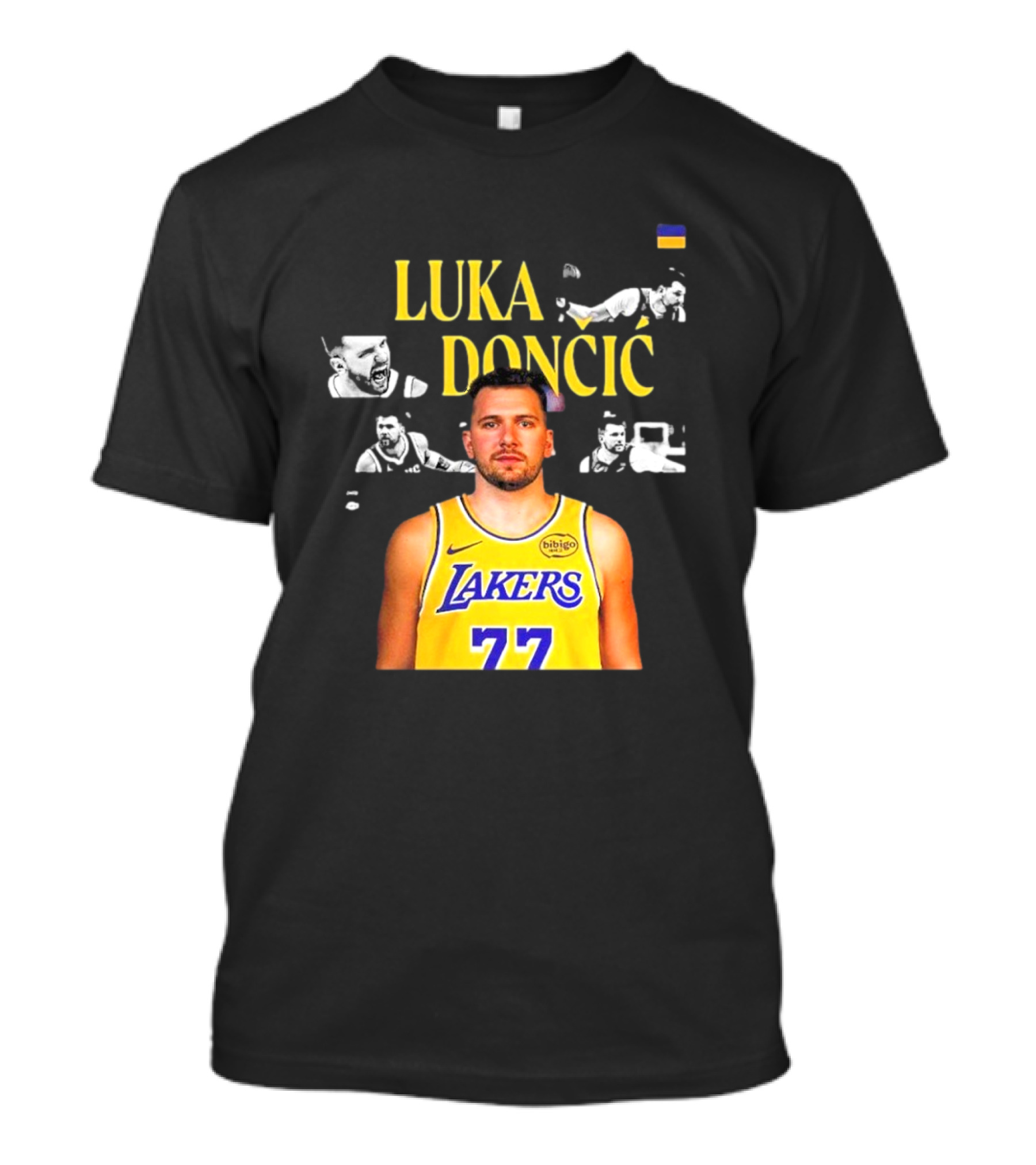 Luka Dončić Los Angeles Lakers Jersey Number 77 Championship Imagery T-Shirt