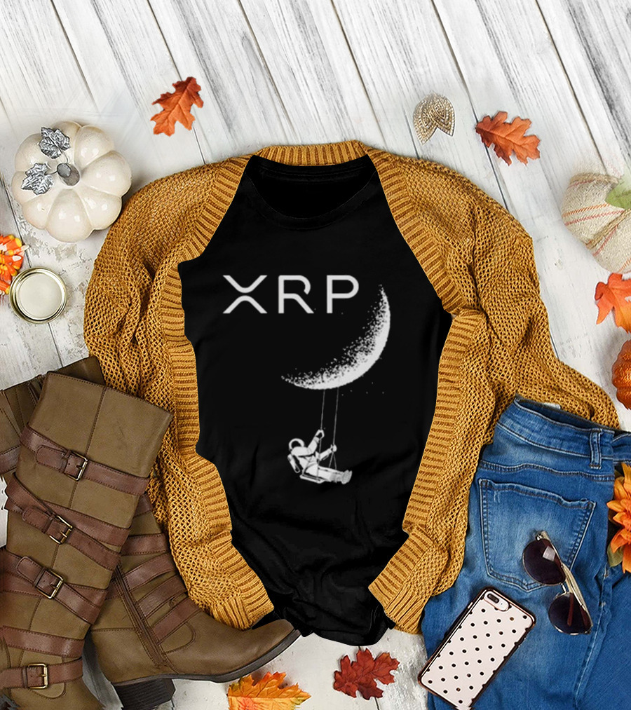 XRP Crypto Astronaut Swinging On Moon T-Shirt