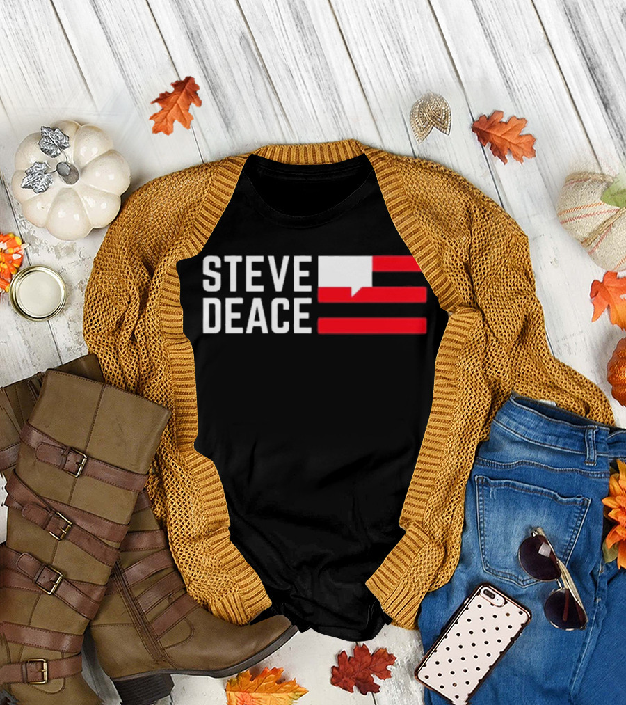 STEVE DEACE Red White Speech Bubble Stripes T-Shirt