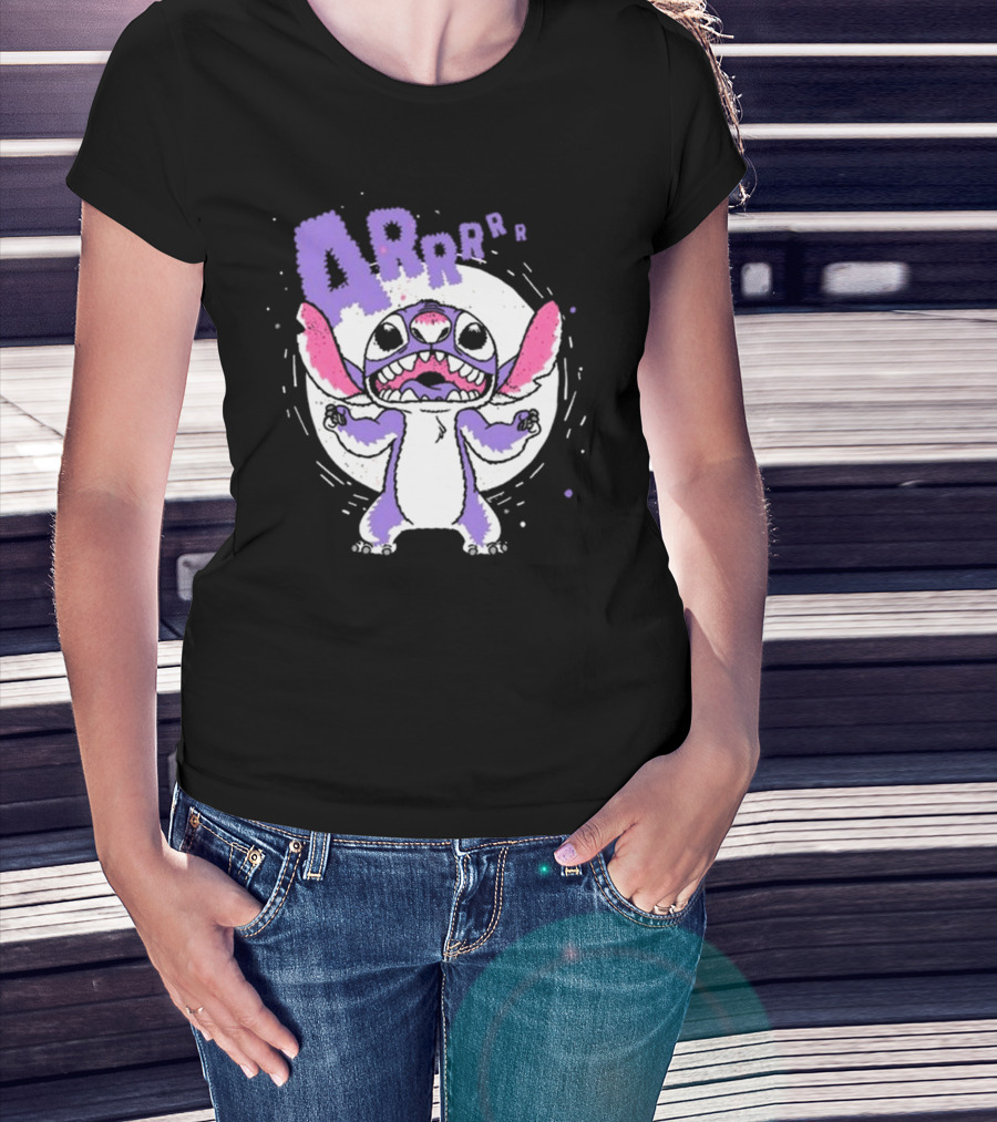 Midnight Stitch ARRp Purple Alien Character With Moon Background T-Shirt