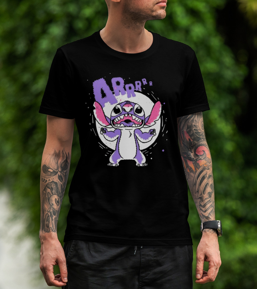 Midnight Stitch ARRp Purple Alien Character With Moon Background T-Shirt