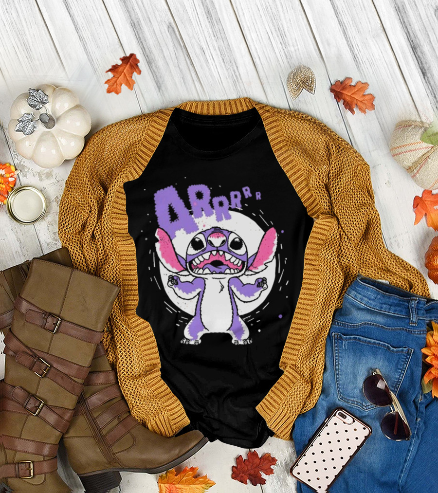 Midnight Stitch ARRp Purple Alien Character with Moon Background T-Shirt