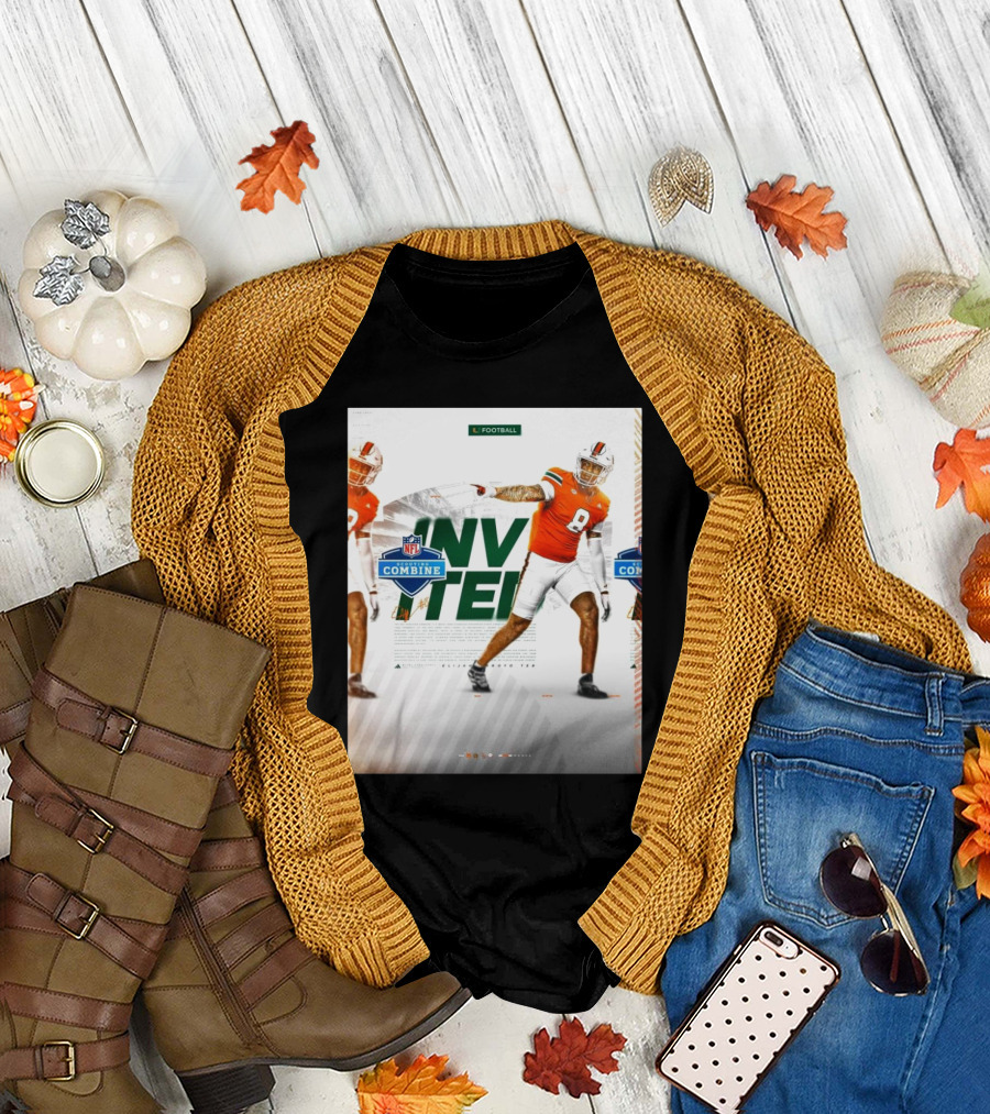 Miami Hurricanes Football Elijah Arroyo NFL Scouting Combine Invited Invited Football T-Shirt