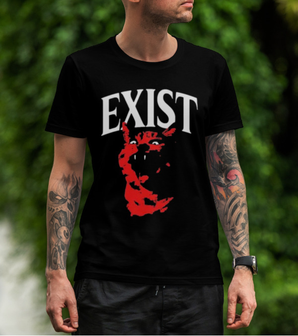 Mynameistuv Exist Red Cat Face T-Shirt