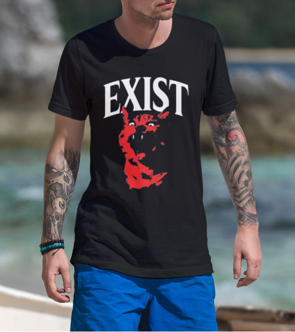 Mynameistuv Exist Red Cat Face T-Shirt