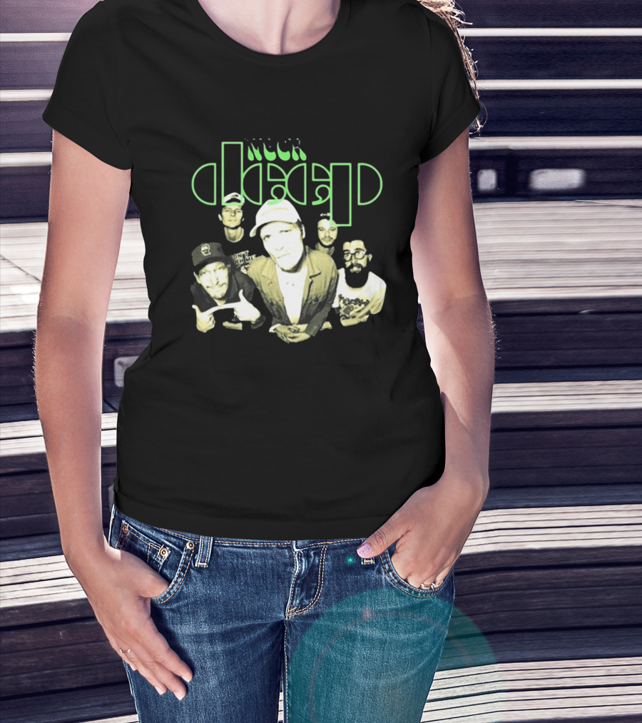 Neckdeep Doors Of Perception Band Photo Neon Green Text T-Shirt