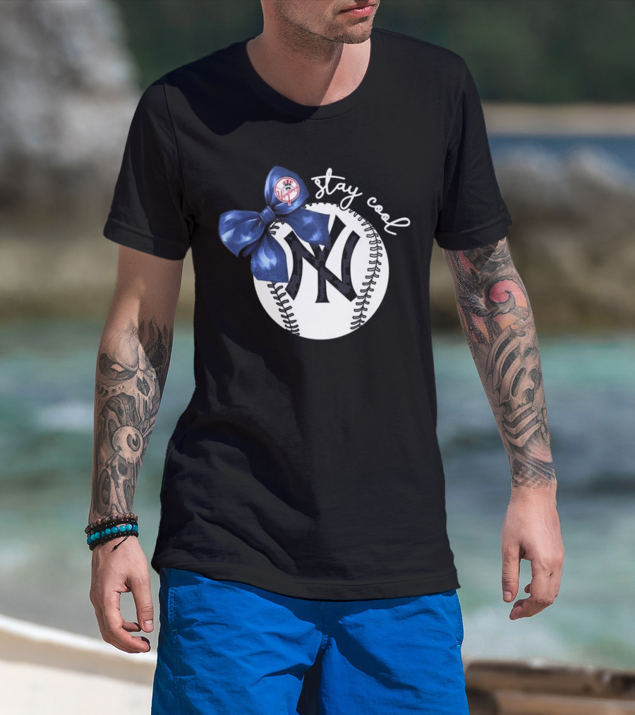 New York Yankees Stay Cool Bow Baseball Girls Fashion T-Shirt