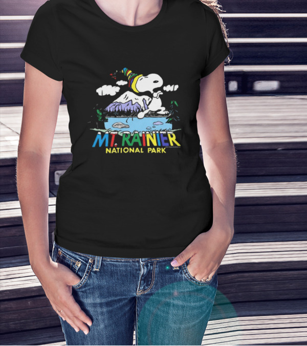 Peanuts Snoopy Mt. Rainier National Park Colorful Adventure T-Shirt