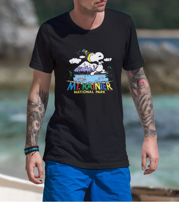 Peanuts Snoopy Mt. Rainier National Park Colorful Adventure T-Shirt