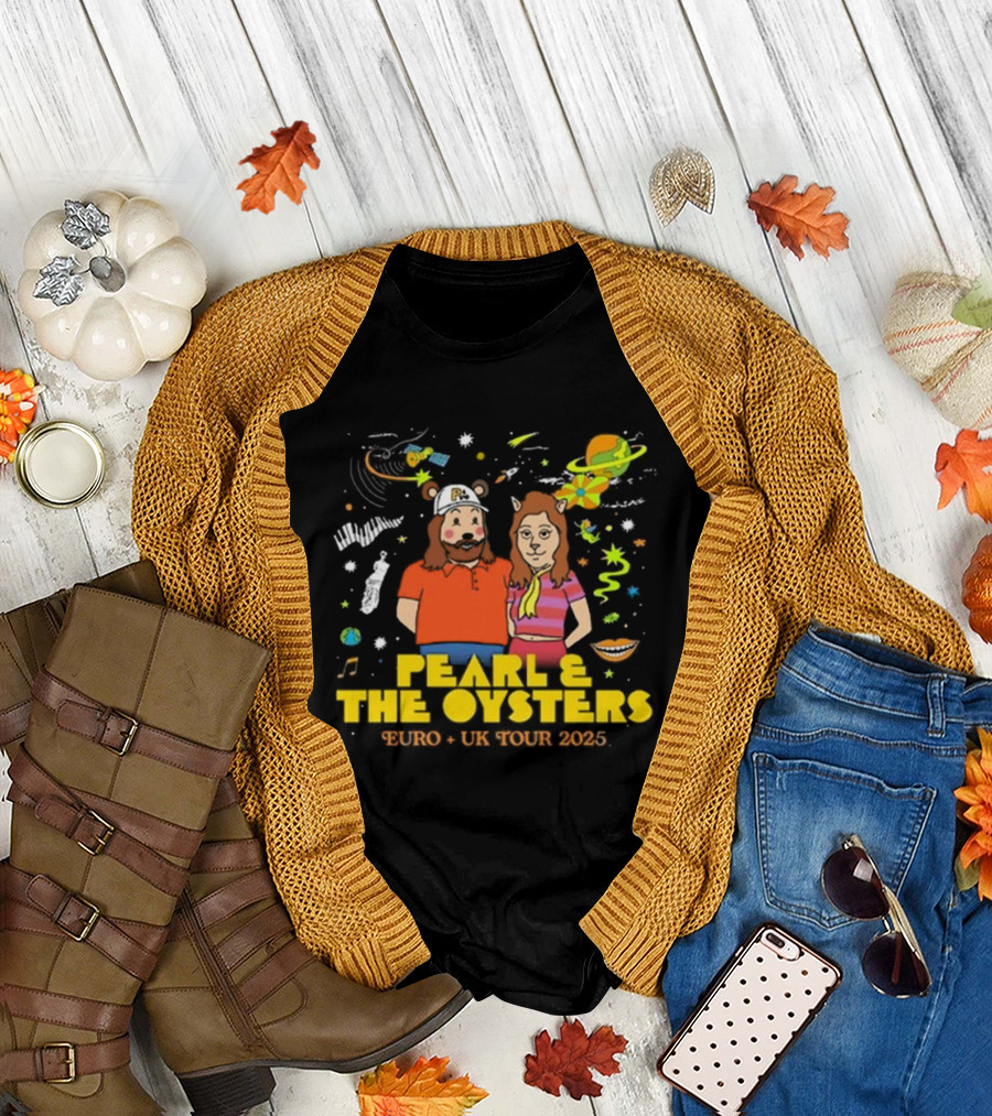 Pearl & The Oysters Euro + UK Tour 2025 Psychedelic Cartoon Art With Colorful Characters T-Shirt