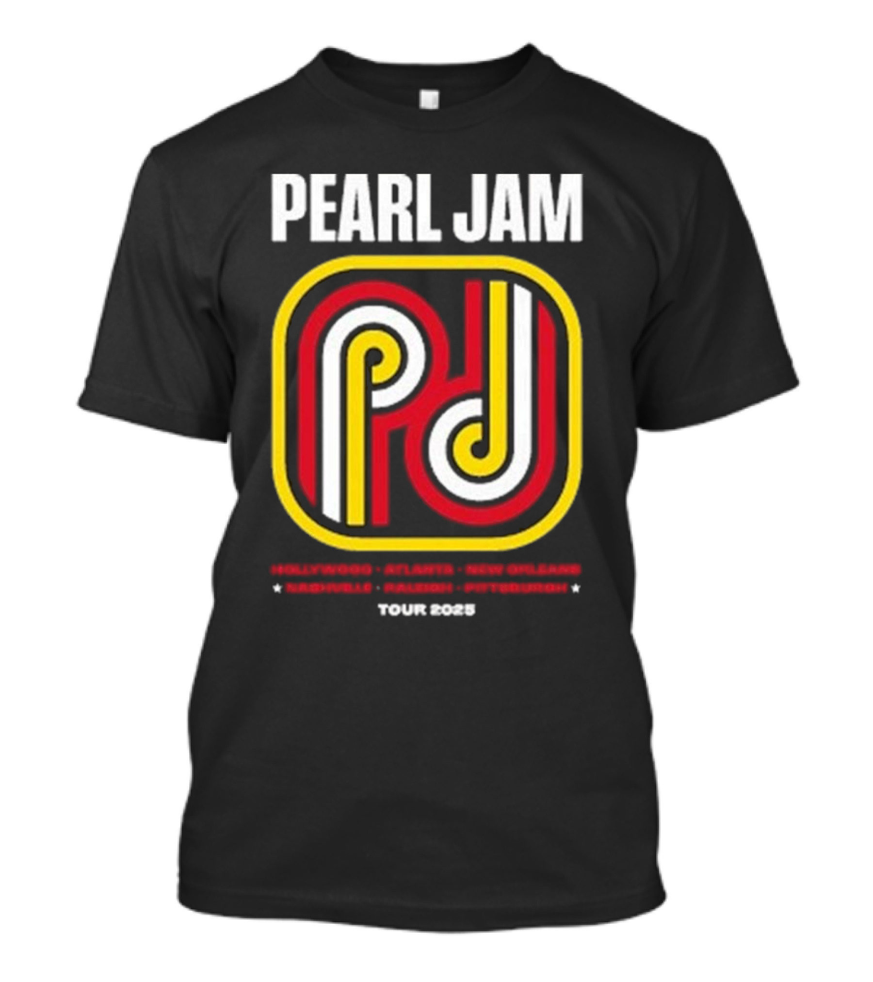Pearl Jam PD Triple Stripes Cities List Dark Matter Tour 2025 T-Shirt