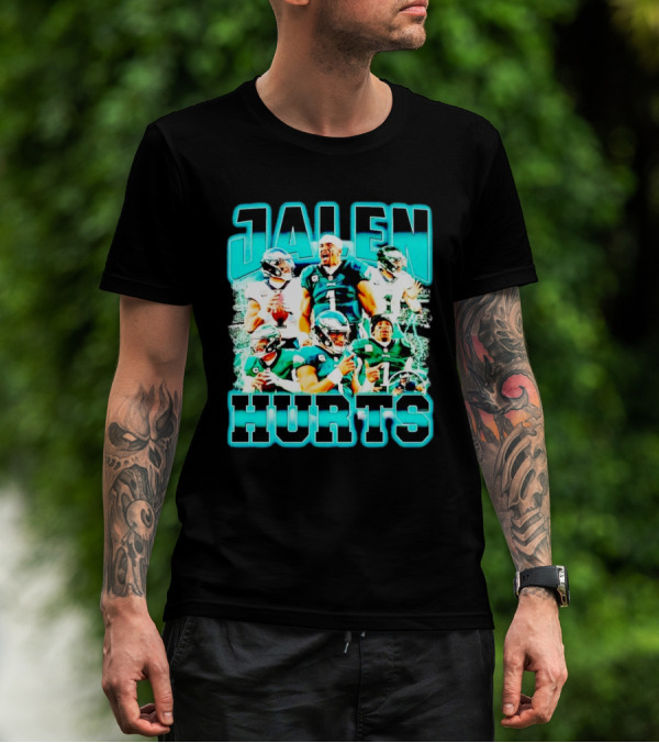 Jalen Hurts 90s Philadelphia Eagles NFL Quarterback Collage T-Shirt