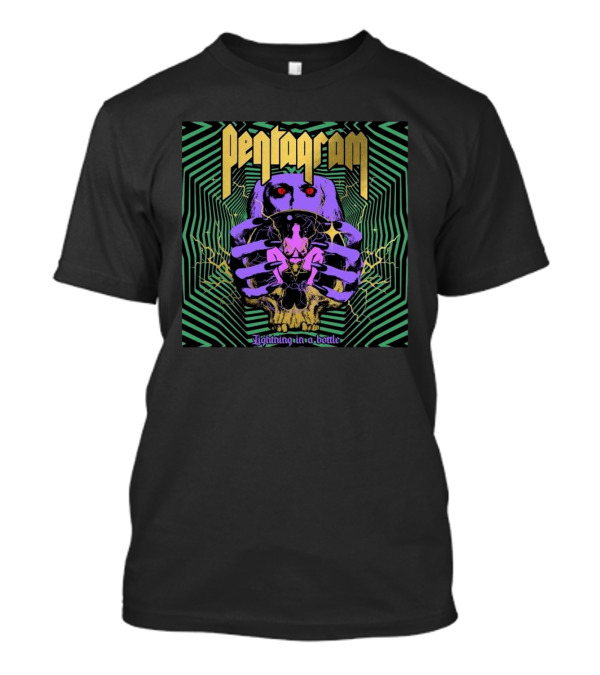 Pentagram Lightning In A Bottle Psychedelic Skull Art 14th February 2025 T-Shirt