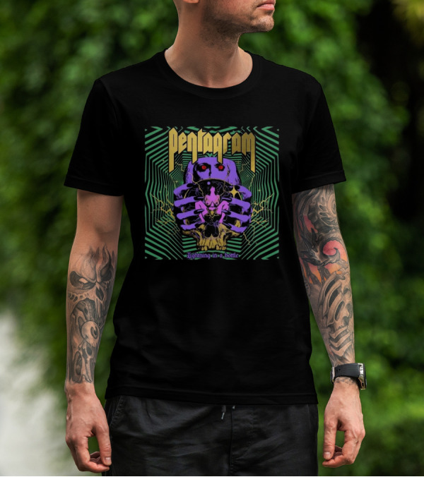 Pentagram Lightning In A Bottle Psychedelic Skull Art 14th February 2025 T-Shirt