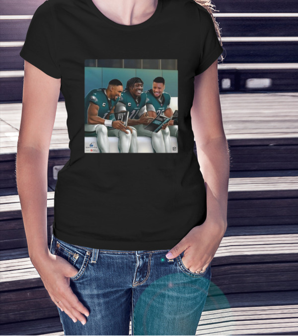 Philadelphia Eagles Champions Jalen Hurts A.J. Brown Saquon Barkley NFL Playoffs NFC Championship T-Shirt