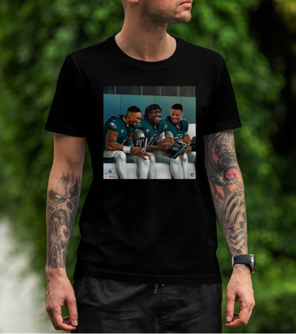 Philadelphia Eagles Champions Jalen Hurts A.J. Brown Saquon Barkley NFL Playoffs NFC Championship T-Shirt