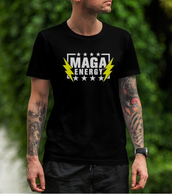 MAGA Energy Lightning Bolt Star Pattern T-Shirt