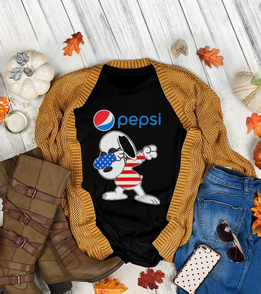 Pepsi Snoopy Dabbing American Flag USA T-Shirt