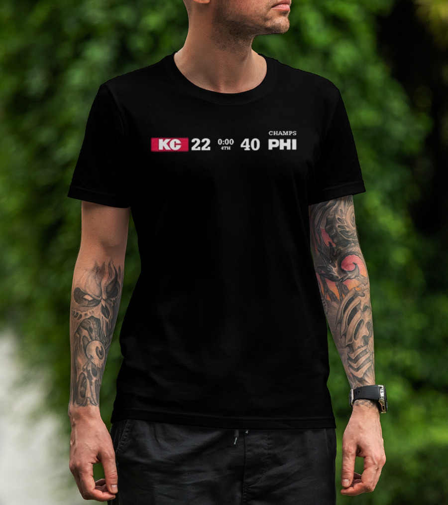 KC 22 PHI Champs 40 Final Score Display T-Shirt