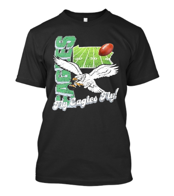 Philadelphia Eagles Fly Eagles Fly Distressed Retro State Field Football T-Shirt