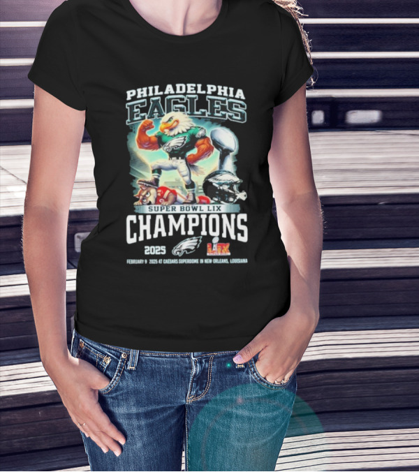Philadelphia Eagles Super Bowl LIX Champions 2025 New Orleans February 2025 T-Shirt