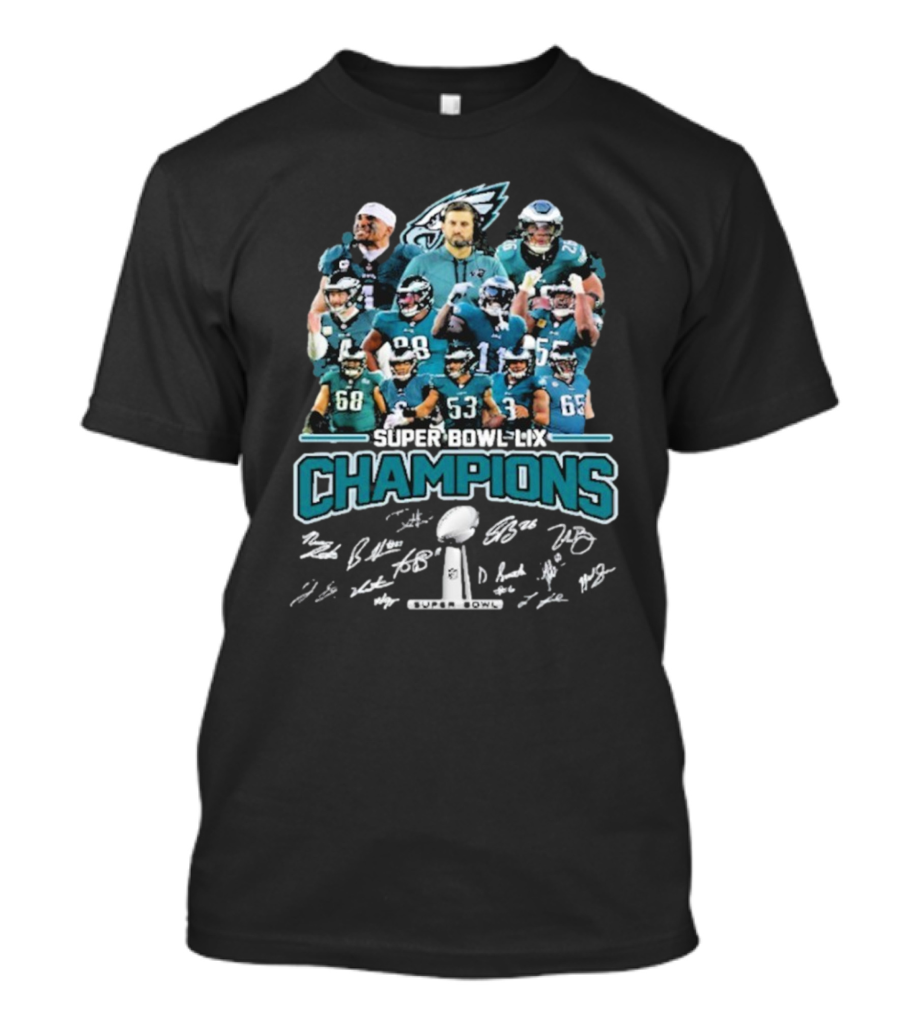 Philadelphia Eagles Super Bowl LIX Champions Team Signatures 2024 T-Shirt
