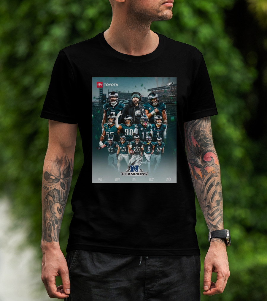 Philadelphia Eagles NFC Champions 1980 2004 2017 2022 2024 T-Shirt