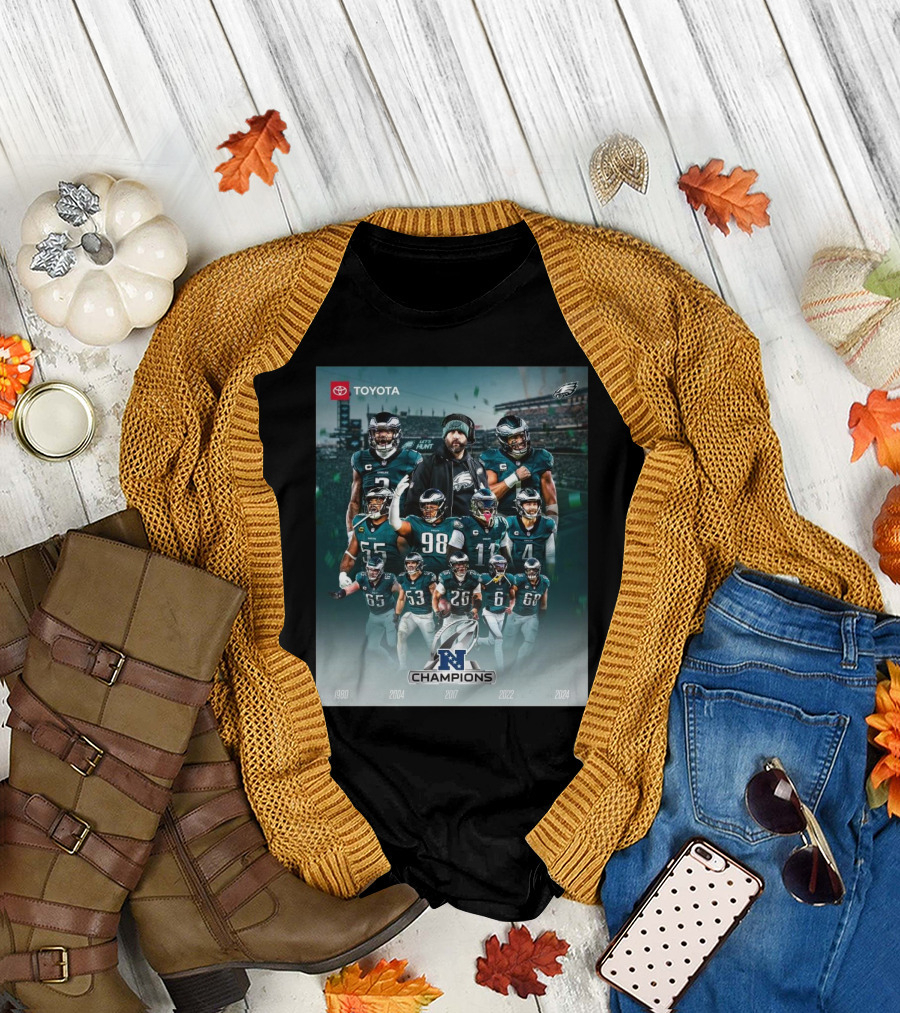 Philadelphia Eagles NFC Champions 1980 2004 2017 2022 2024 T-Shirt