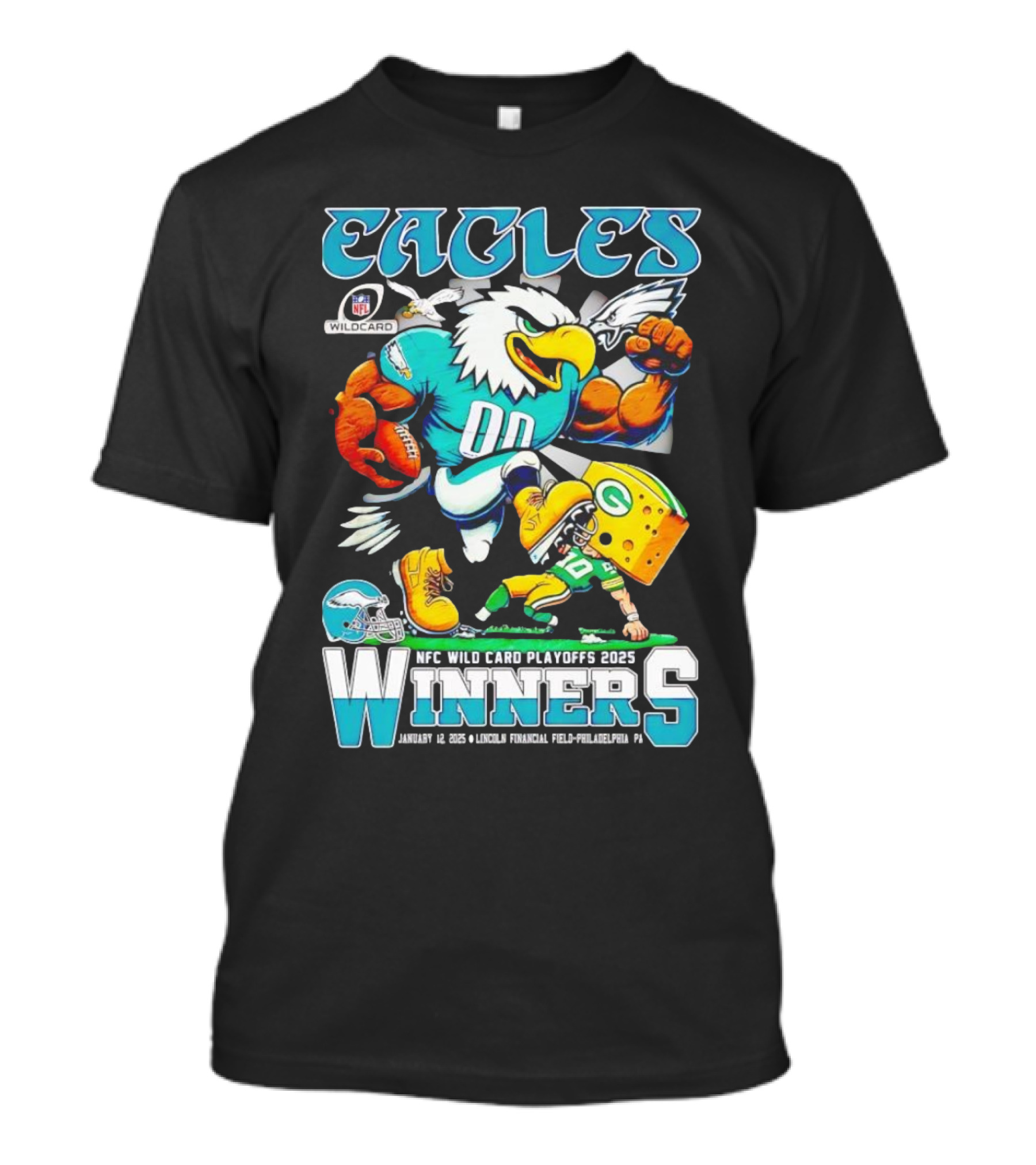 Eagles NFC Wild Card Playoffs Winners 2025 Lincoln Financial Field Philadelphia T-Shirt