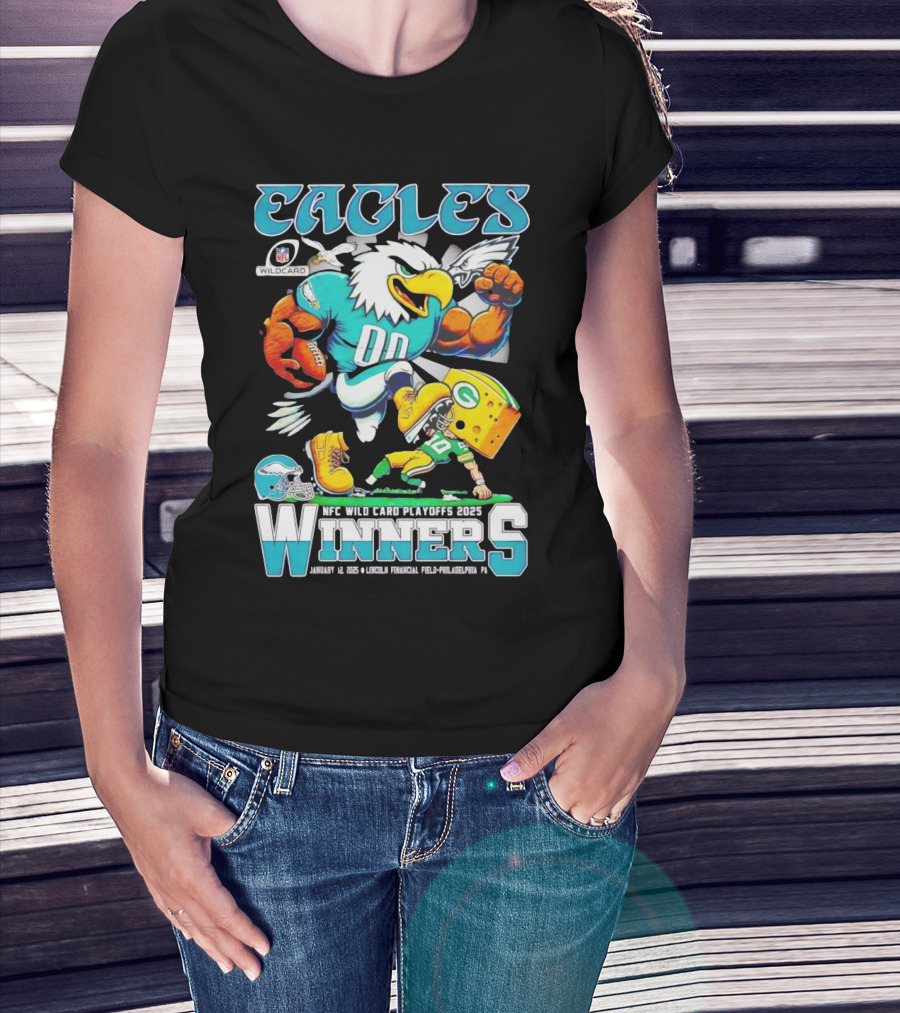 Eagles NFC Wild Card Playoffs Winners 2025 Lincoln Financial Field Philadelphia T-Shirt