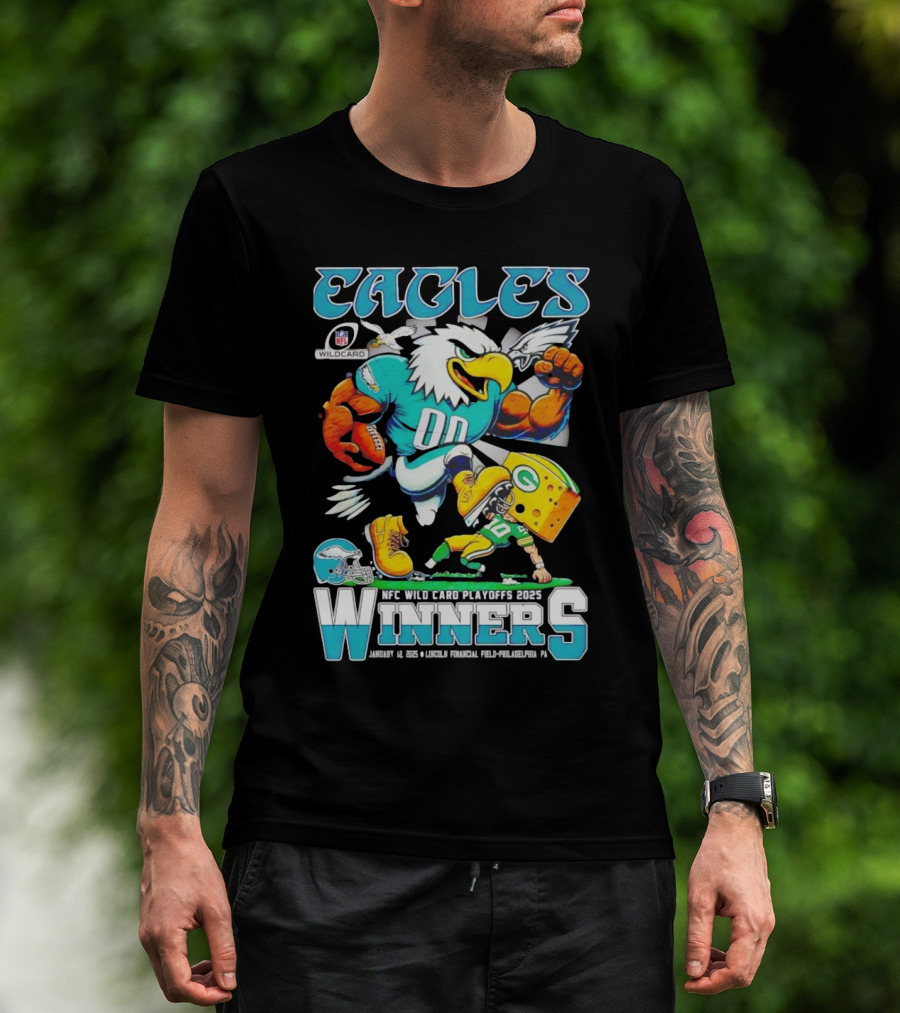 Eagles NFC Wild Card Playoffs Winners 2025 Lincoln Financial Field Philadelphia T-Shirt