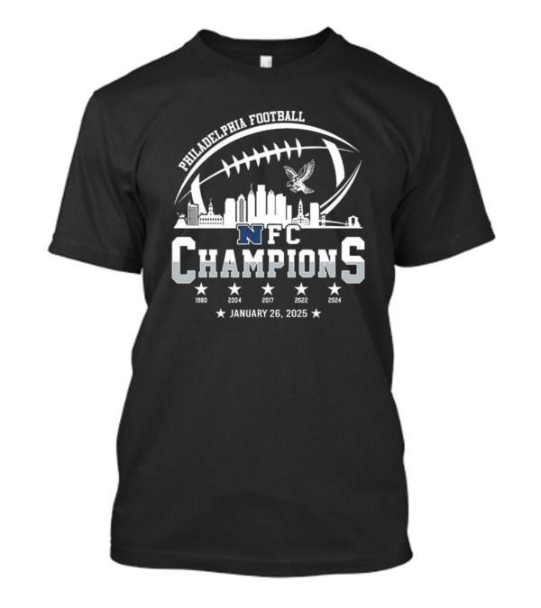 Philadelphia Football January 26 2025 NFC Champions Skyline Stars T-Shirt