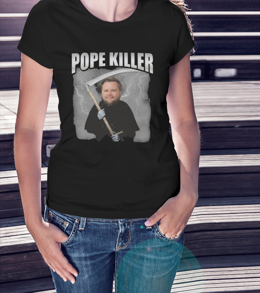 Pope Killer Grim Reaper With Scythe And Lightning T-Shirt