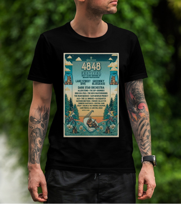 4848 Festival July 2025 Snowshoe WV Lake Street Dive Greensky Bluegrass Lineup T-Shirt