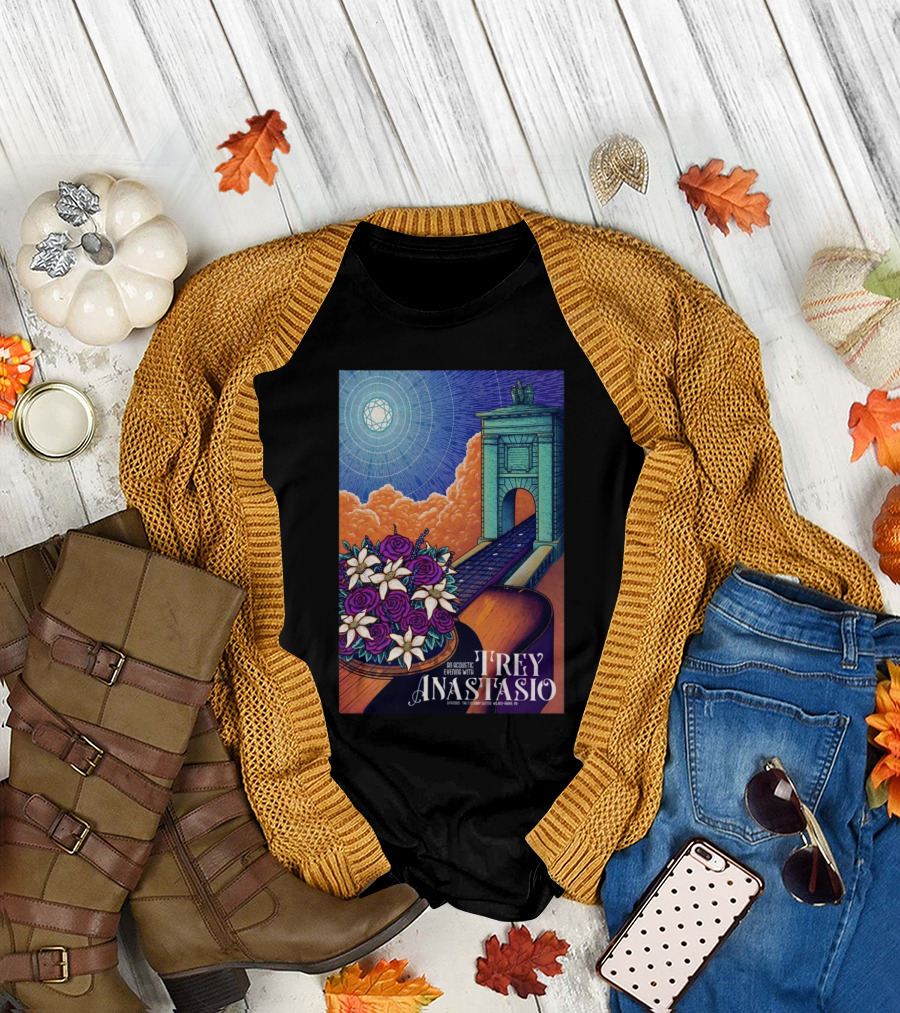 An Acoustic Evening With Trey Anastasio Mar 11 2025 F.M. Kirby Center Wilkes-Barre PA Tour Vintage Style With Guitar And Bouquet T-Shirt