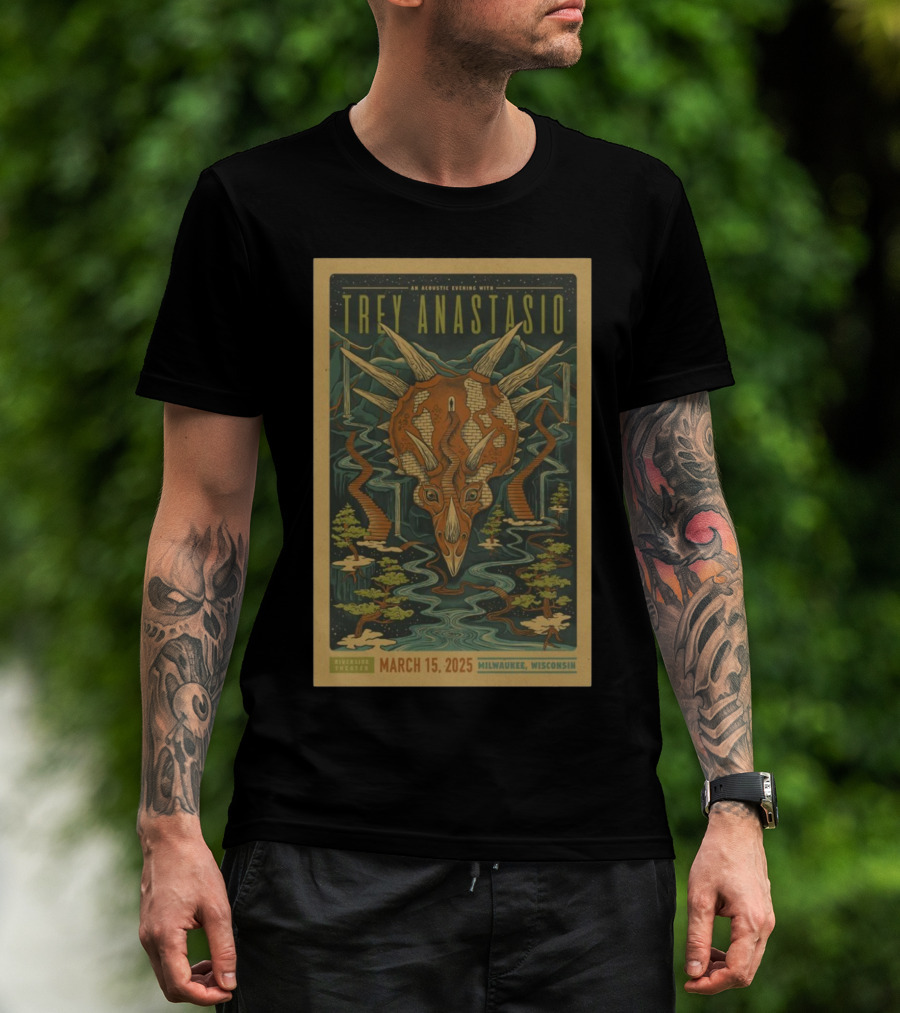 An Acoustic Evening With Trey Anastasio March 15 2025 Riverside Theater Milwaukee Wisconsin Dinosaur T-Shirt