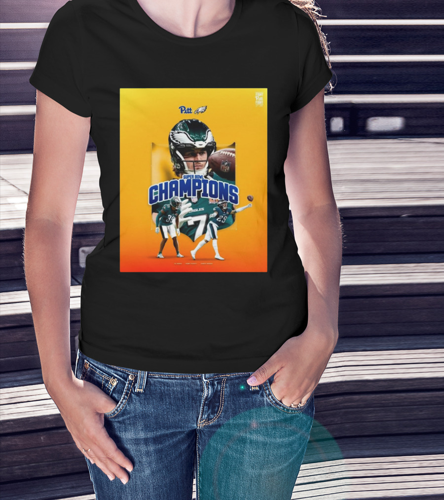 Pitt Panthers Football Kenny Pickett A.J. Woods Avonte Maddox Eagles Super Bowl Champions T-Shirt