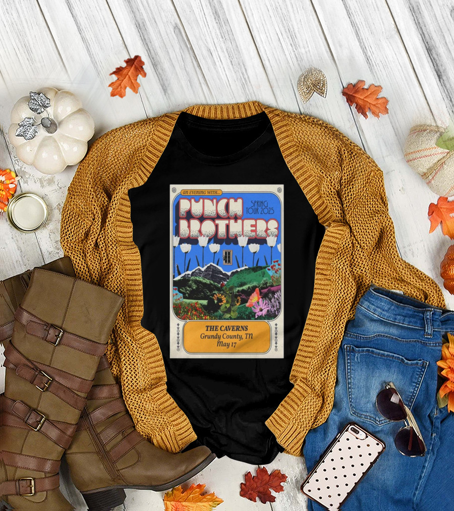 An Evening With Punch Brothers Spring Tour 2025 May 17 The Caverns Grundy County TN T-Shirt