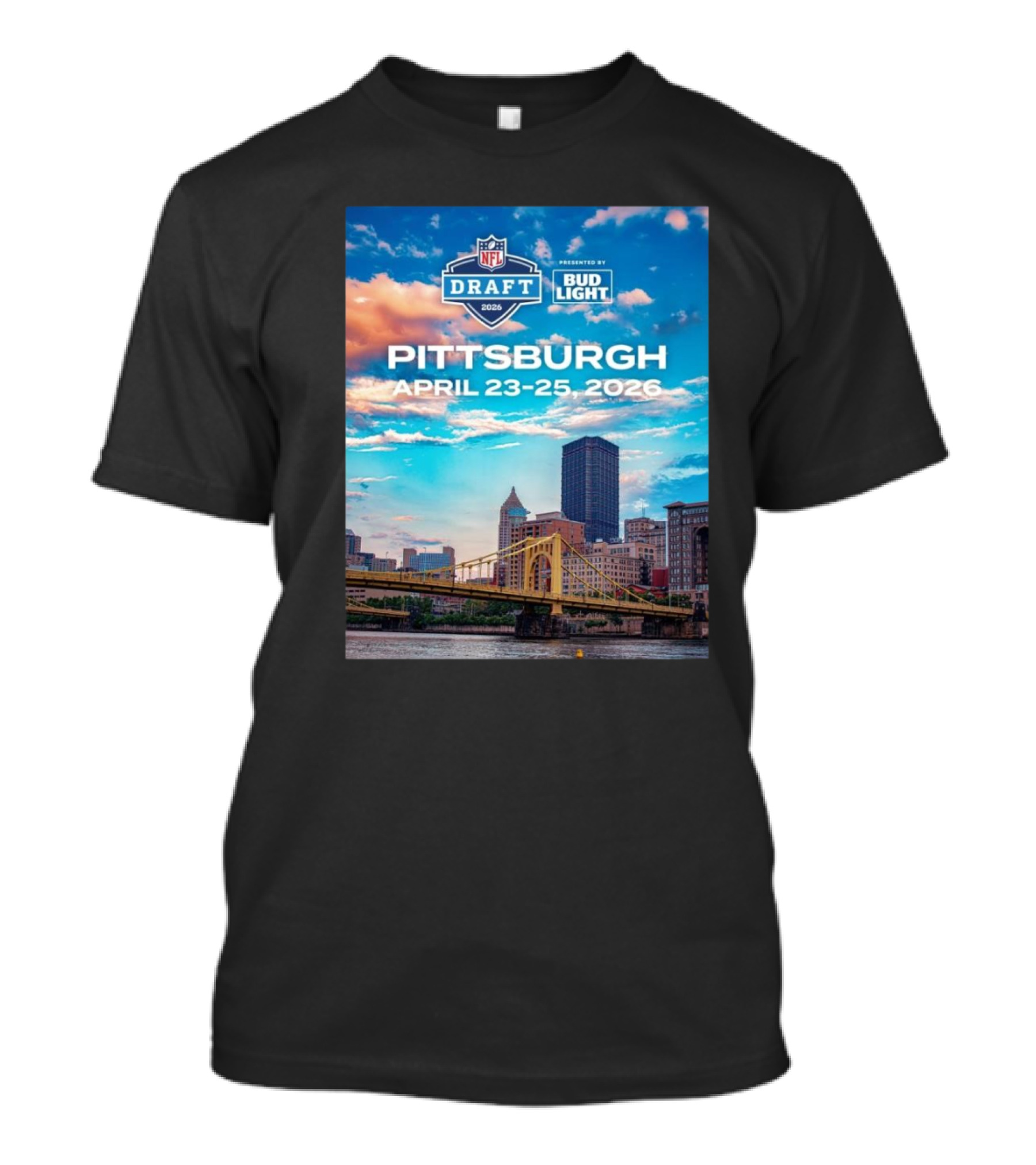 Pittsburgh NFL Draft 2026 April 23-25 Event Bud Light Sponsorship Skyline T-Shirt