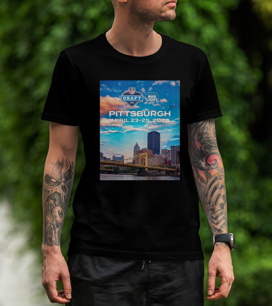 Pittsburgh NFL Draft 2026 April 23-25 Event Bud Light Sponsorship Skyline T-Shirt
