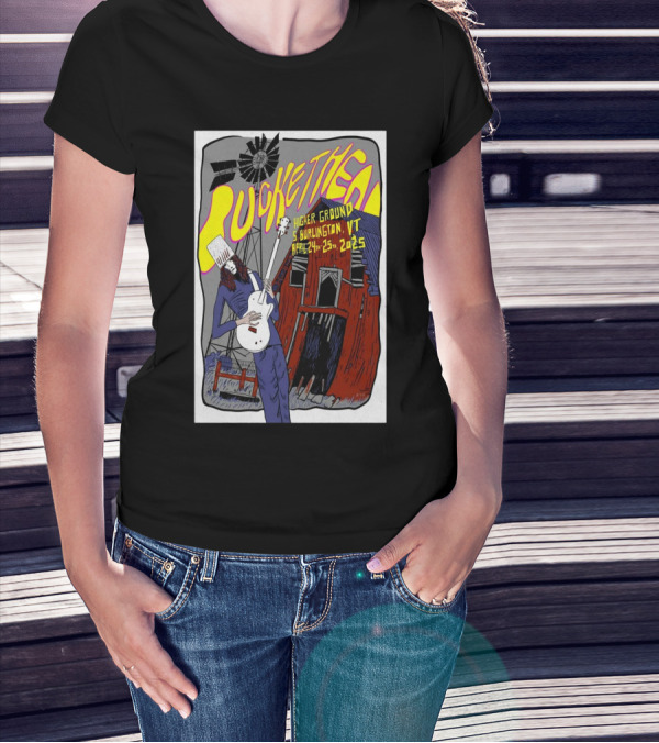 Buckethead Higher Ground South Burlington VT April 24-25 2025 Windmill And Barn T-Shirt