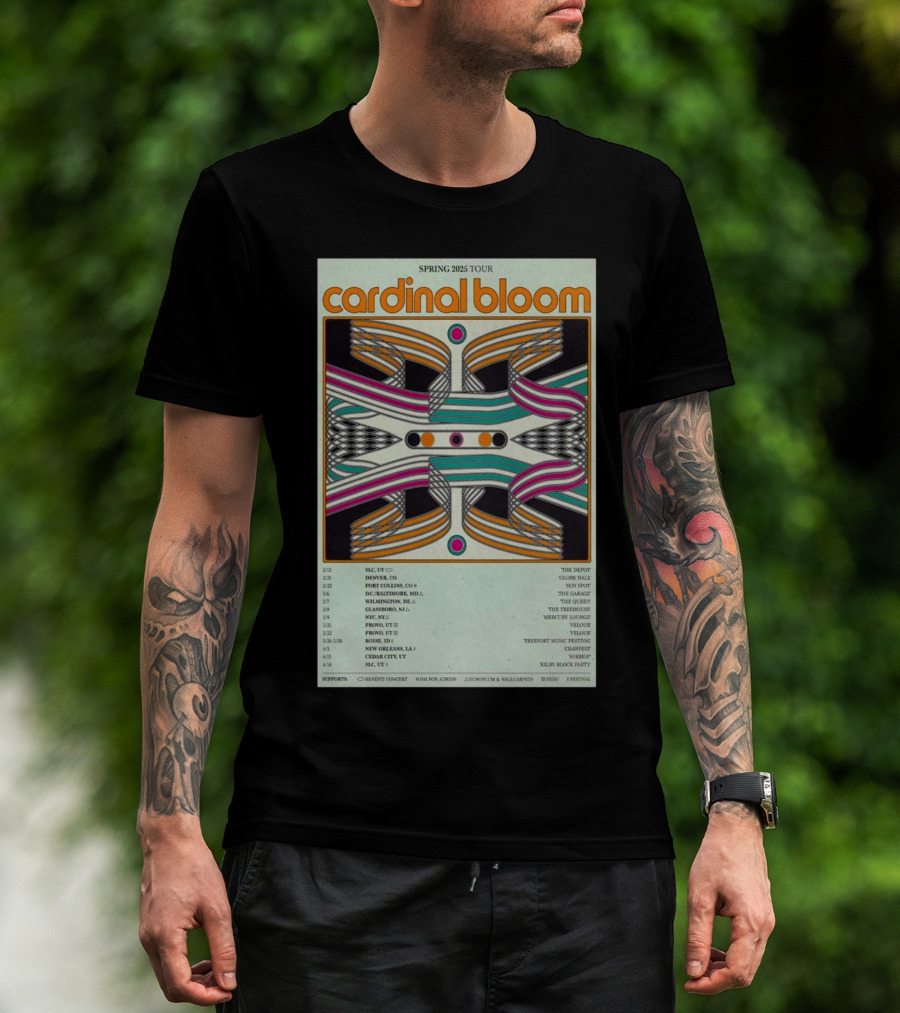 Cardinal Bloom Spring 2025 Tour SLC UT The Depot Denver CO Glove Hall T-Shirt