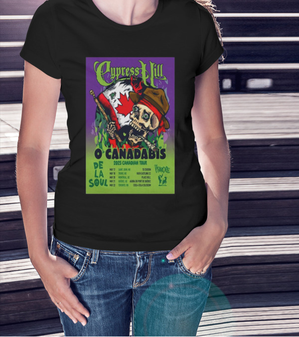 Cypress Hill O Canadabis 2025 Canadian Tour Dates Saint John To Toronto Featuring De La Soul T-Shirt