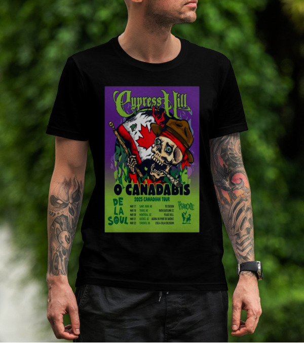 Cypress Hill O Canadabis 2025 Canadian Tour Dates Saint John To Toronto Featuring De La Soul T-Shirt