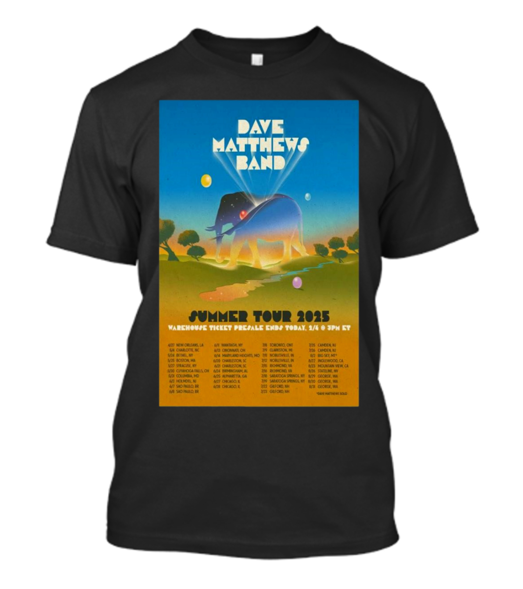Dave Matthews Band Summer Tour 2025 New Orleans Charlotte Bethel Dates And Locations T-Shirt