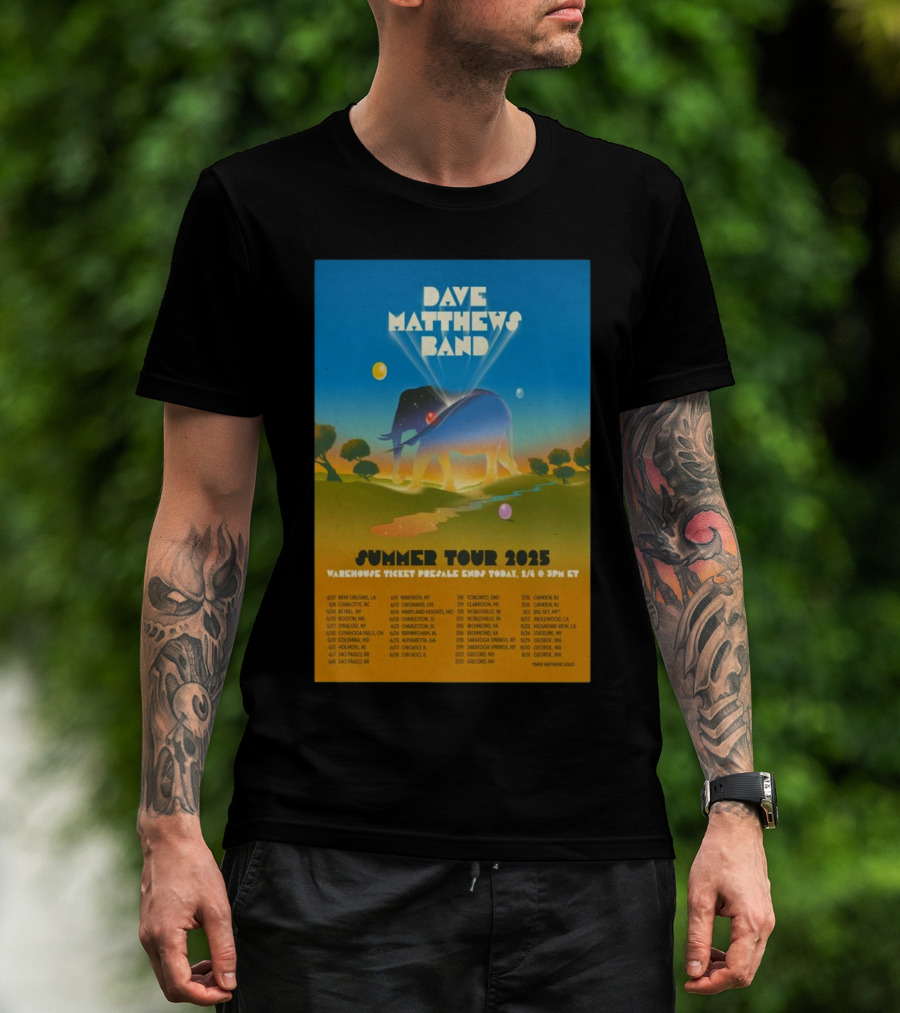 Dave Matthews Band Summer Tour 2025 New Orleans Charlotte Bethel Dates And Locations T-Shirt