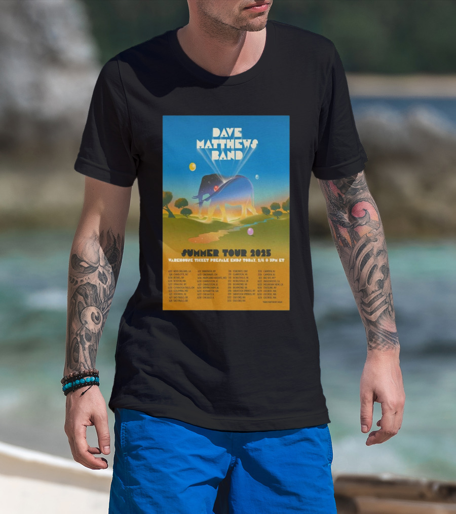 Dave Matthews Band Summer Tour 2025 New Orleans Charlotte Bethel Dates And Locations T-Shirt