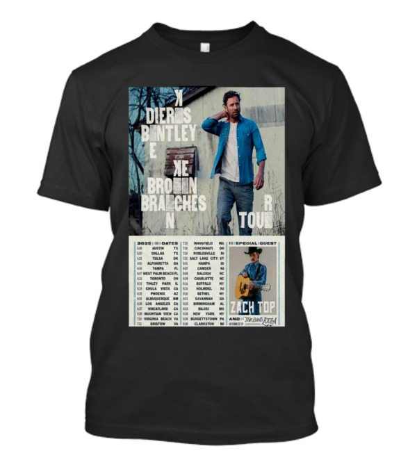 Dierks Bentley Broken Branches 2025 Tour Austin Dallas Tulsa Zach Top Special Guest 5.29 5.30 5.31 T-Shirt