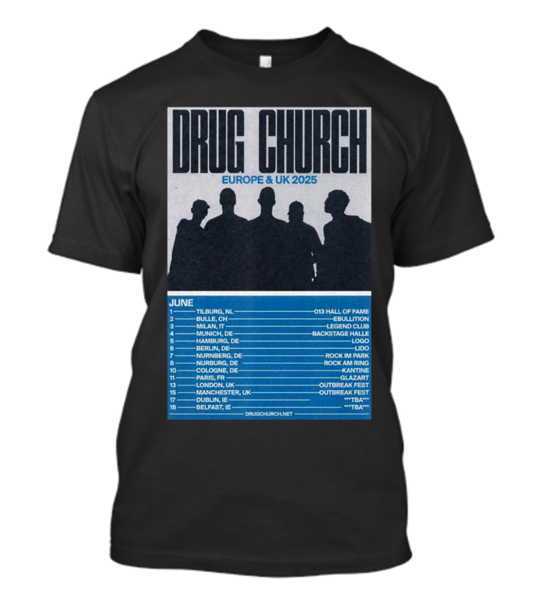 Drug Church Europe And UK 2025 Tour June Dates Tilburg NL 013 Hall Of Fame T-Shirt