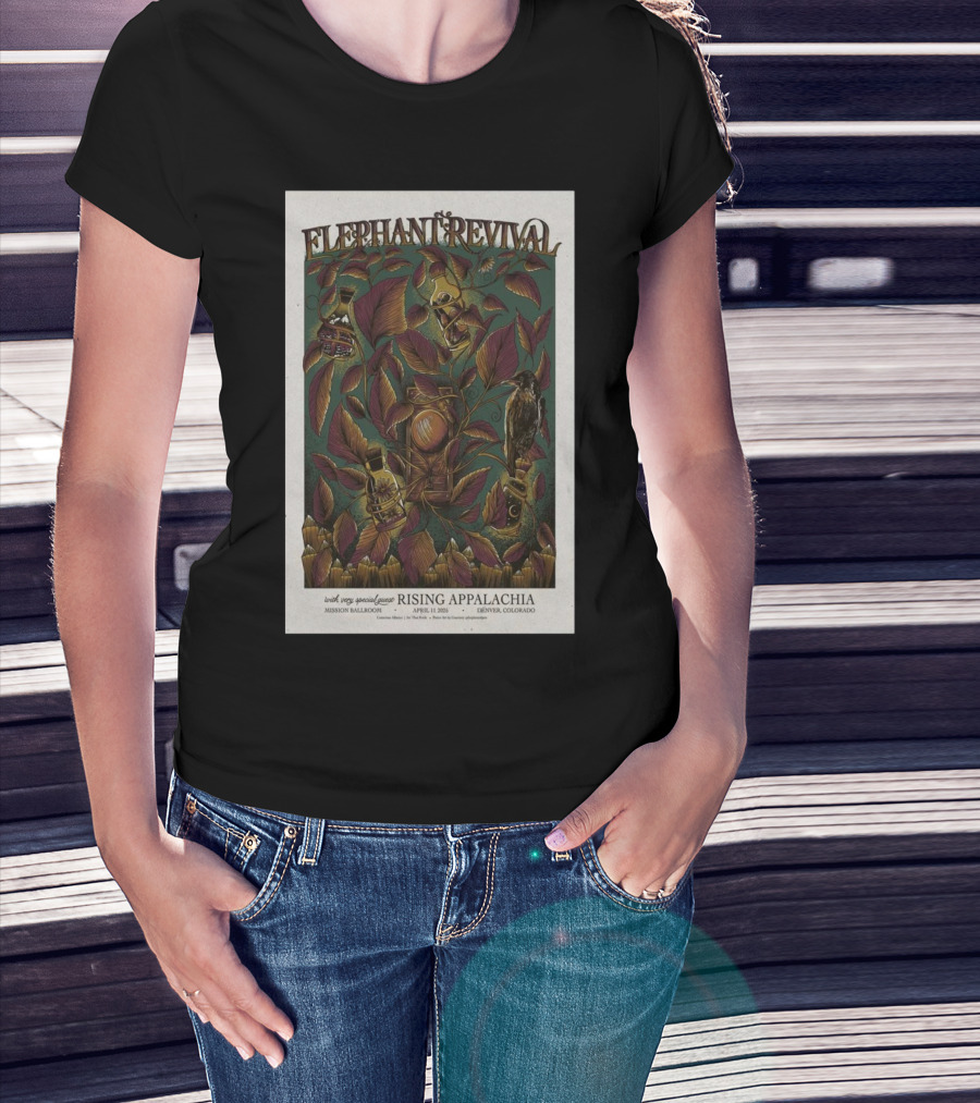 Elephant Revival Rising Appalachia April 11 2025 Mission Ballroom Denver Colorado Concert T-Shirt